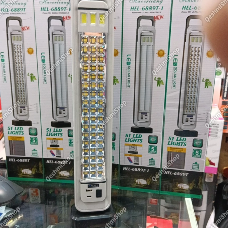 چراغ LED شارژی خورشیدی مدل HEL-6899T باتری 3000میلی آمپر لیتیومی