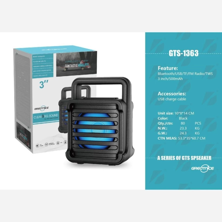 اسپیکر شارژی GTS-1363 کیفیت صدا عالی