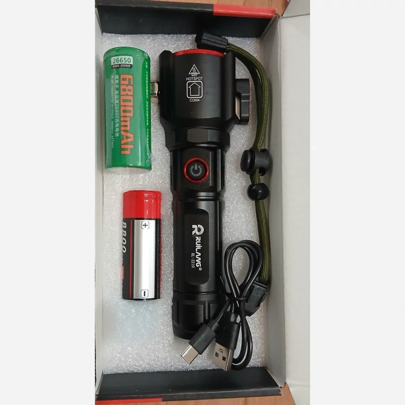 چراغ قوه چکش دار پلیسی شارژی مدل Ruilang RL 2210 ، برد بلند و نور بسیار قوی