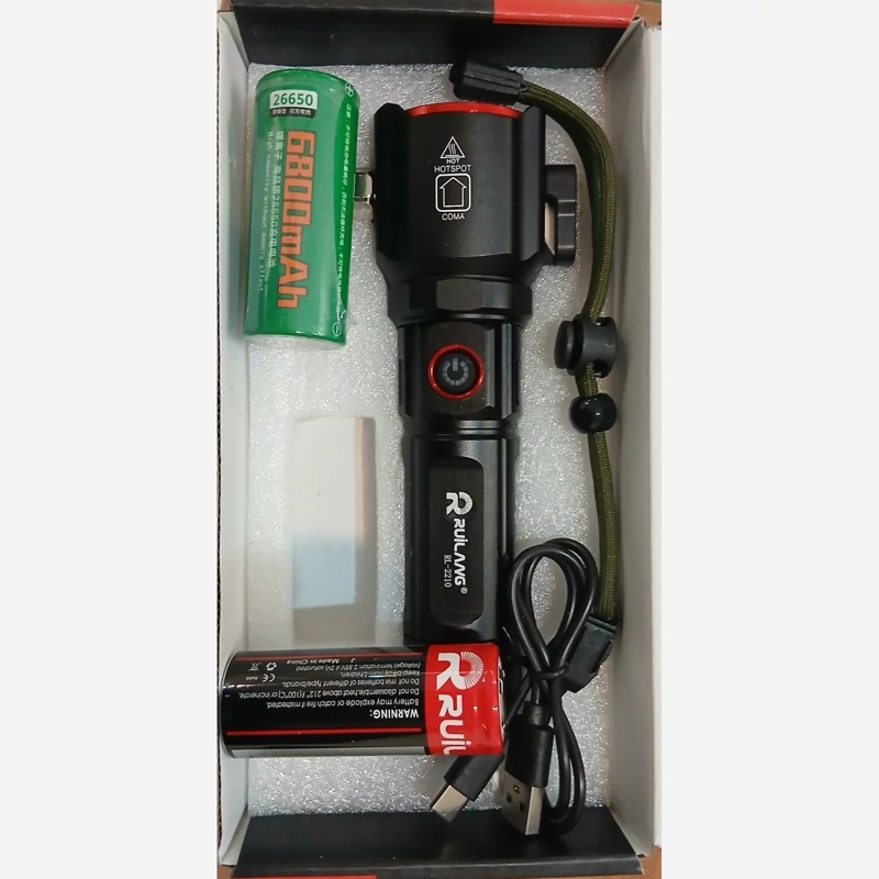 چراغ قوه چکش دار پلیسی شارژی مدل Ruilang RL 2210 ، برد بلند و نور بسیار قوی