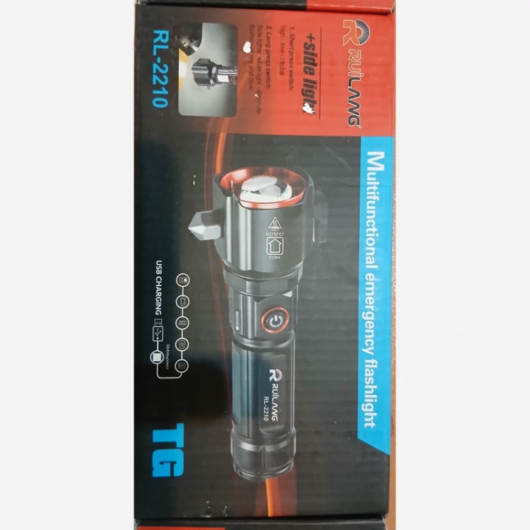 چراغ قوه چکش دار پلیسی شارژی مدل Ruilang RL 2210 ، برد بلند و نور بسیار قوی