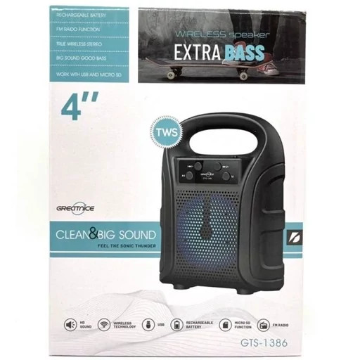 اسپیکر بلوتوثی قابل حمل گریت نایس مدل GTS 1386 ، شیار کارت حافظه MicroSD، USB ، Bluetooth مدل new kanada061