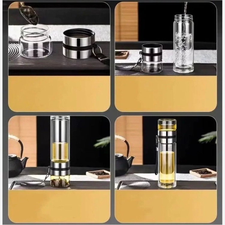 لیوان دمنوش ساز 2 جداره 2 طرفه صافی دار مدل new kanada061