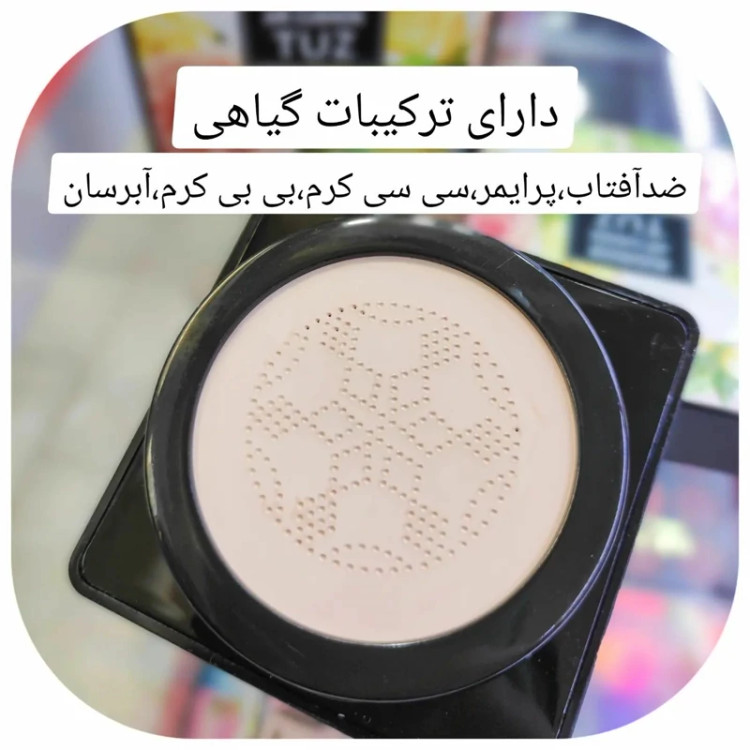 کوشن گیاهی توز Tuz شماره 2 پنکک مایع شماره طبیعی دو قابل استفاده به عنوان کرم پودر مدل new kanada061