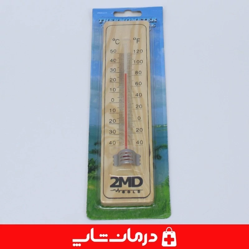 دماسنج جیوه ای چوبی 2md دما سنج دیواری محیط تو ام دی کاناداکالا مدل 01315