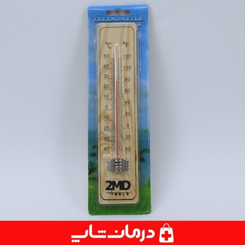 دماسنج جیوه ای چوبی 2md دما سنج دیواری محیط تو ام دی کاناداکالا مدل 01315