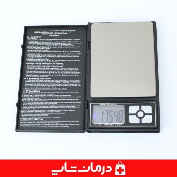ترازو گرمی دیجیتال ترازو نوت بوکی 600 گرمی ترازو note book دقت 0/01 EURECARE مدل ec p10 کالا پزشکی ردمان شاپ کد 404083