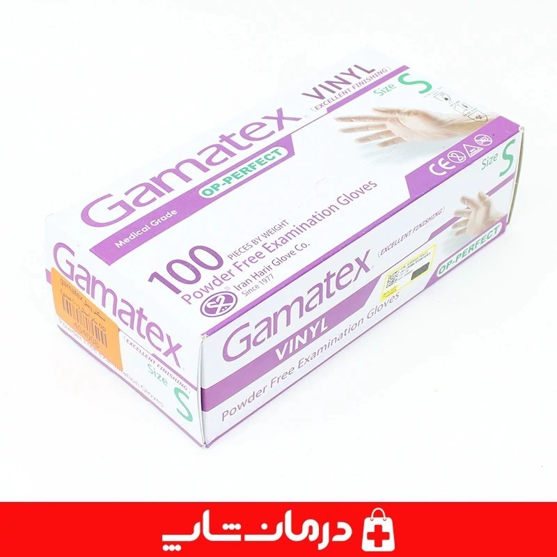 دستکش گاماتکس وینیل op perfect دستکش معاینه gamatex سایز اسمال 100 کاناداکالا مدل 01315