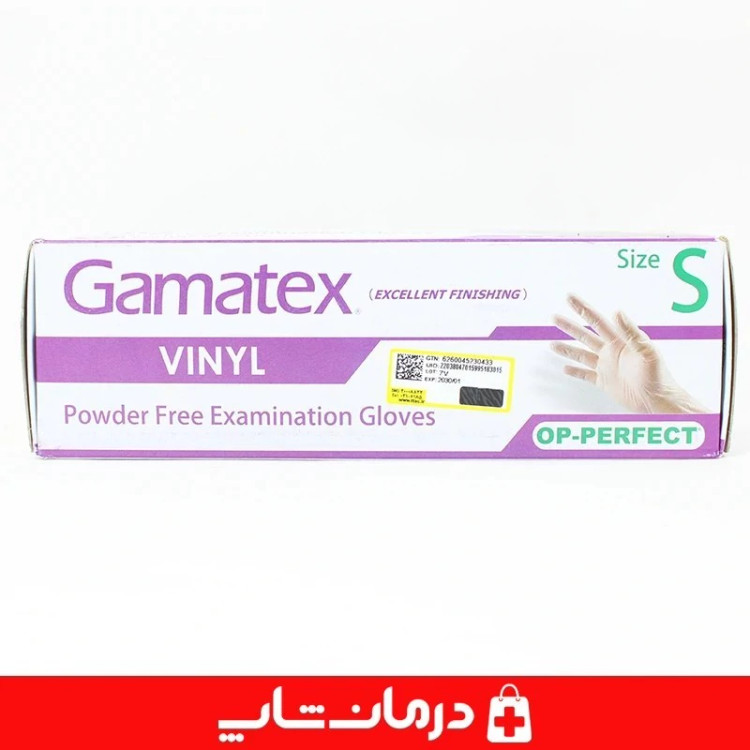 دستکش گاماتکس وینیل op perfect دستکش معاینه gamatex سایز اسمال 100 کاناداکالا مدل 01315