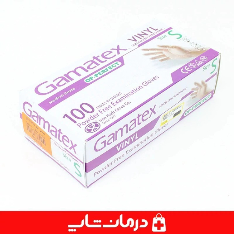 دستکش گاماتکس وینیل op perfect دستکش معاینه gamatex سایز اسمال 100 کاناداکالا مدل 01315