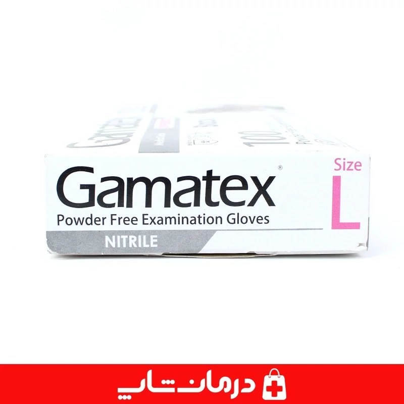 دستکش نیتریل گاماتکس دستکش معاینه op gamatex سایز لارج 100 عددی کاناداکالا مدل 01315