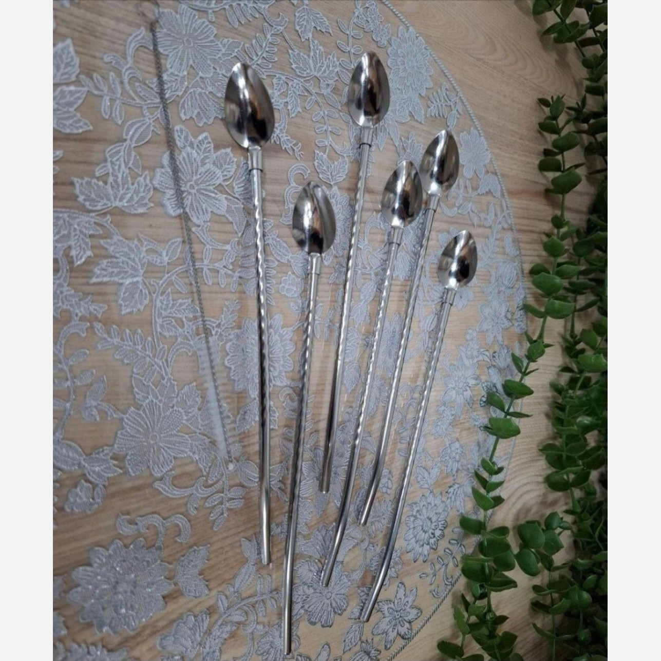 نی شربت استیل قاشق دار و فرچه  مدل:new kanada01805