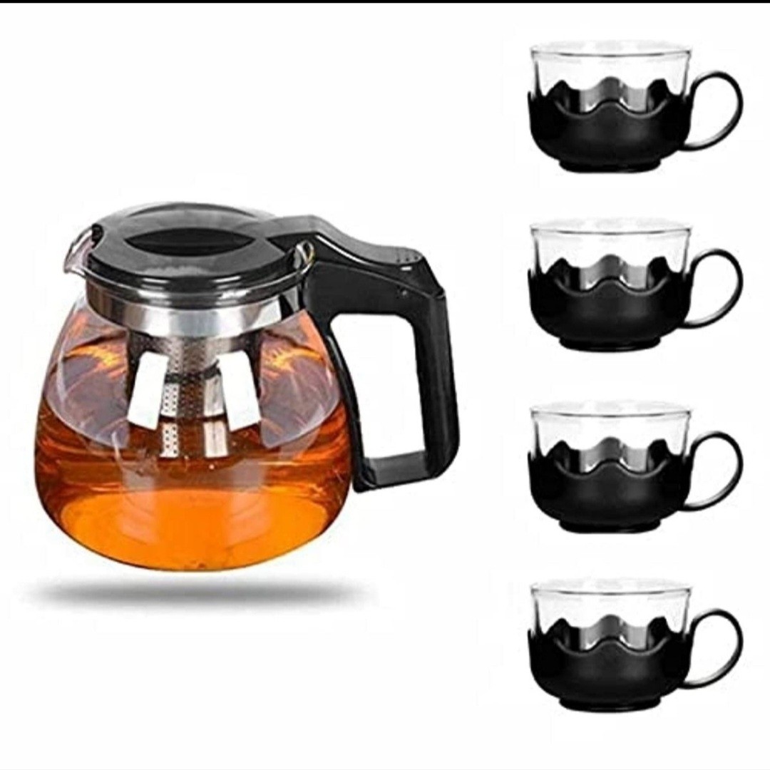 قوری 950 میل و 4 عدد فنجان وارداتی جعبه کادویی مدل:new kanada01778
