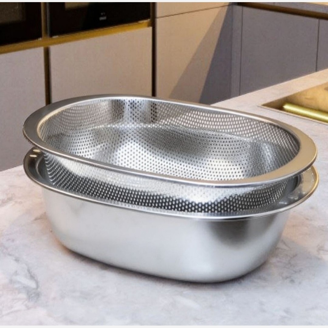 ست آبکش لگن استیل نقره ای    مدل:new kanada01874