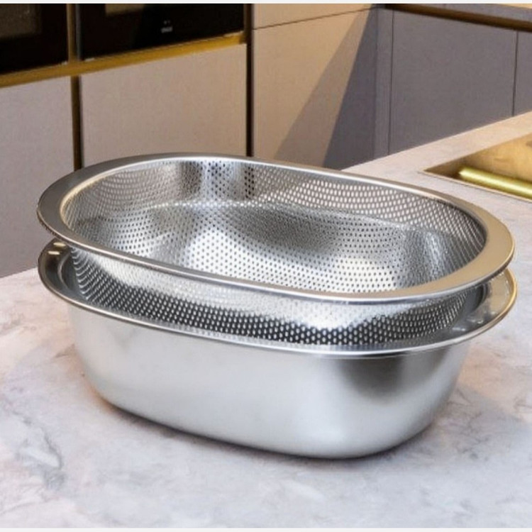 ست آبکش لگن استیل نقره ای مدل:new kanada01874