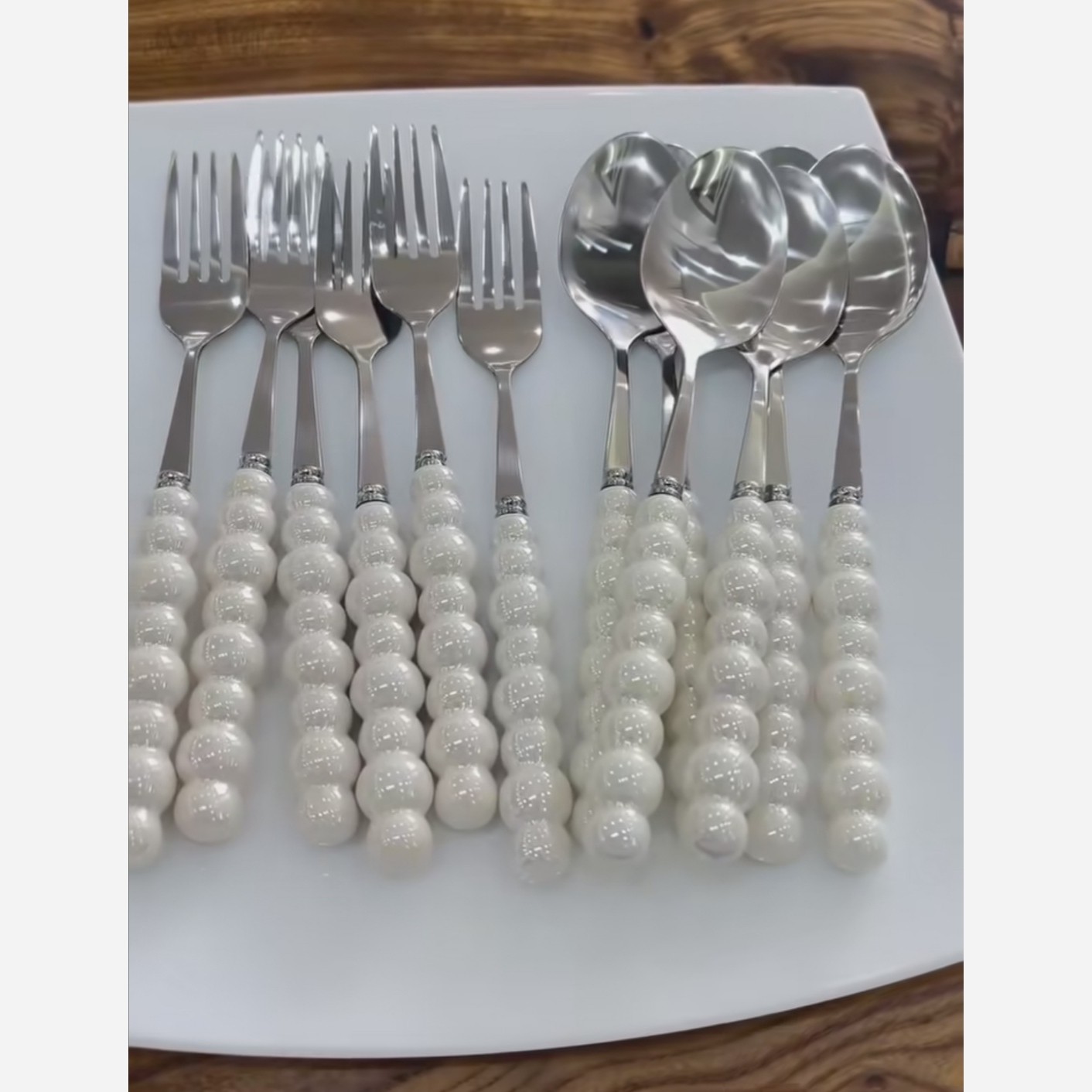 قاشق چنگال دسته مرواریدی S55   مدل:new kanada01865