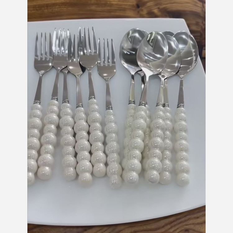 قاشق چنگال دسته مرواریدی S55 مدل:new kanada01865