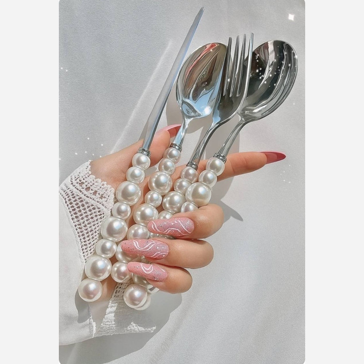 قاشق چنگال دسته مرواریدی S55 مدل:new kanada01865