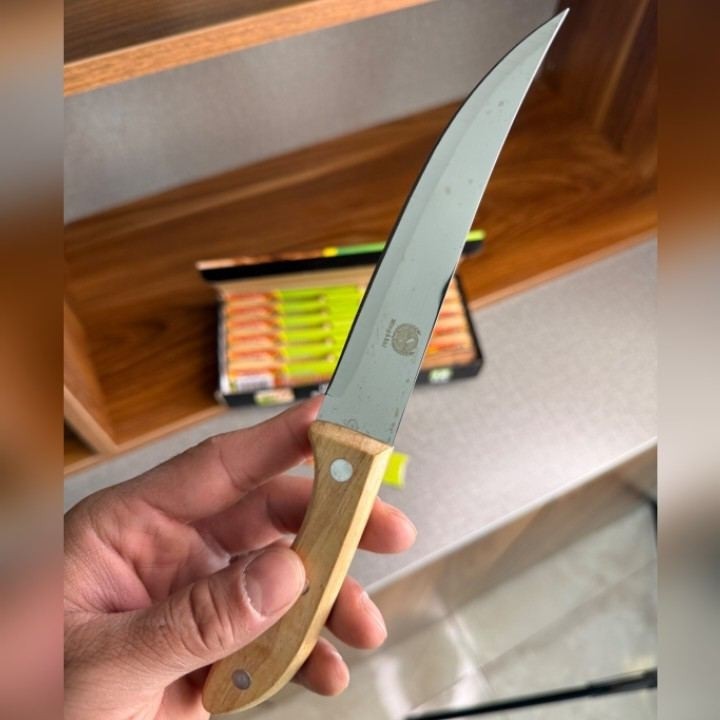 چاقو و کارد تک آشپزخانه دسته چوبی 3 میخ   مدل:new kanada01789