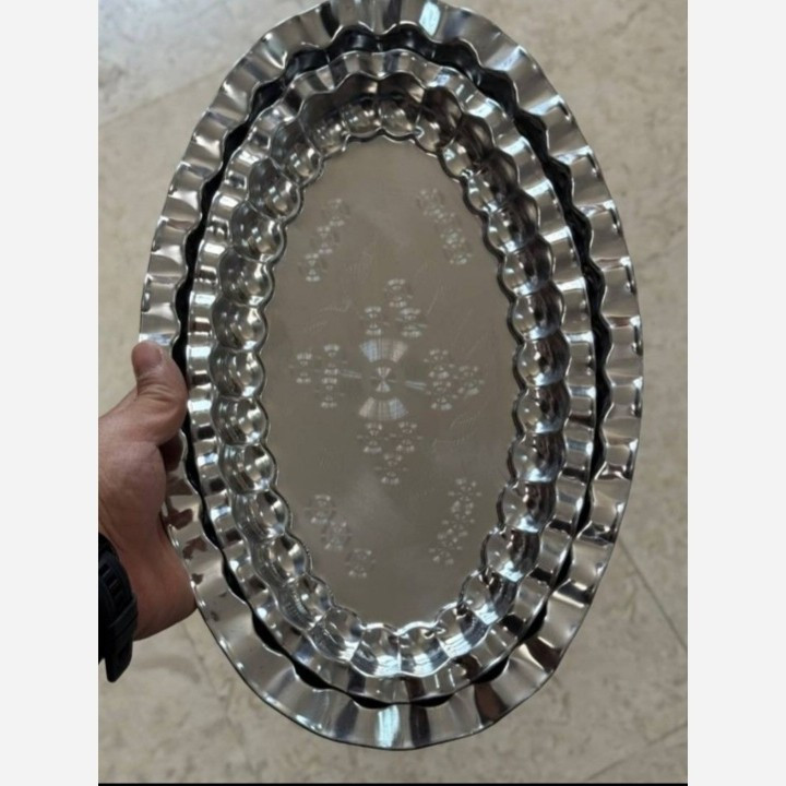 سینی (دیس) استیل بیضی 31 سانتیمتری (پذیرایی) مدل:new kanada011784