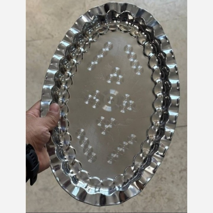 سینی (دیس) استیل بیضی 36 سانتیمتری (پذیرایی) مدل:new kanada011784
