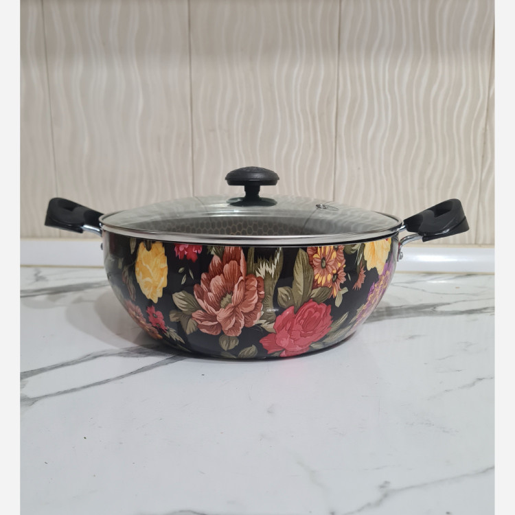 تابه وک (ماهی تابه) گرانیتی گلدار سایز 26 سورنا رنگبندی مدل:new kanada011784