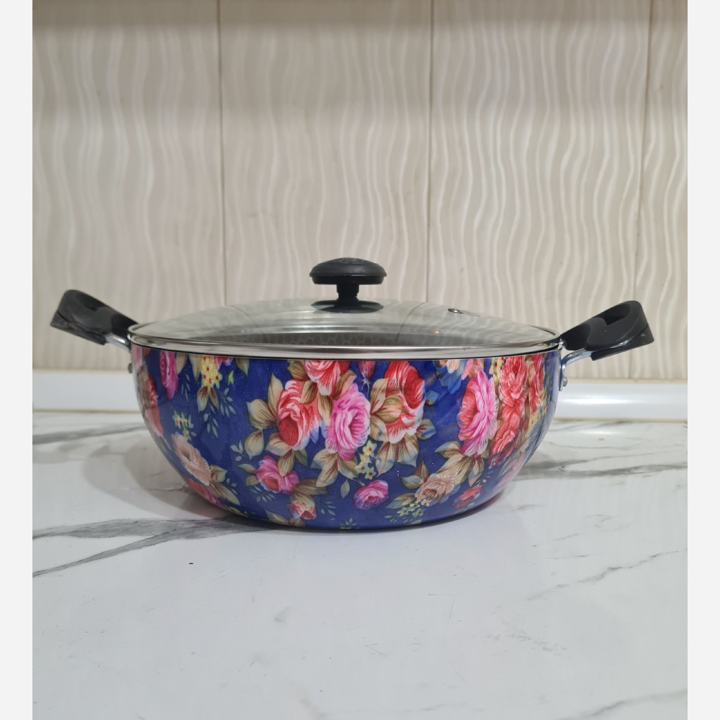 تابه وک (ماهی تابه) گرانیتی گلدار سایز 26 سورنا رنگبندی مدل:new kanada011784