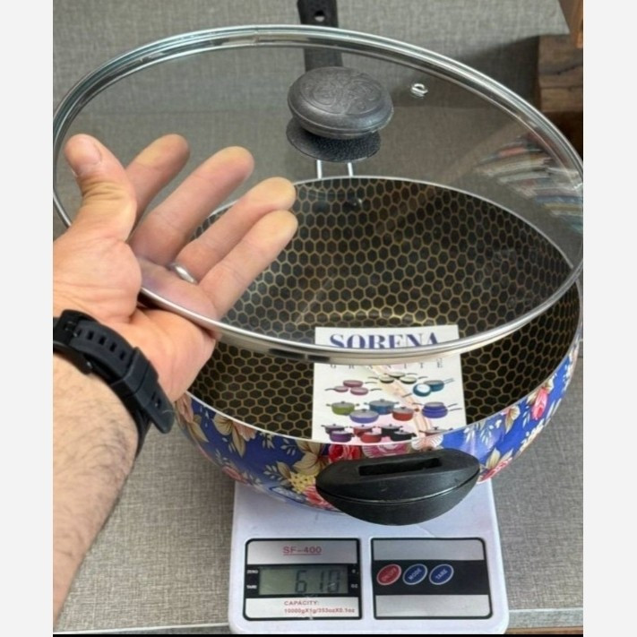 تابه وک (ماهی تابه) گرانیتی گلدار سایز 26 سورنا رنگبندی مدل:new kanada011784