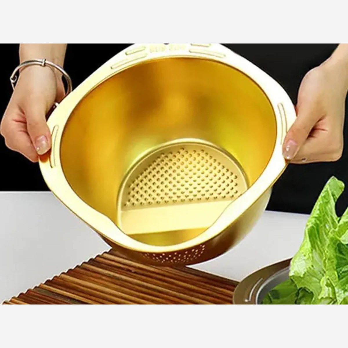 لگن (برنج شوی) آبکش دار استیل خارجی (چینی)   مدل:new kanada011784