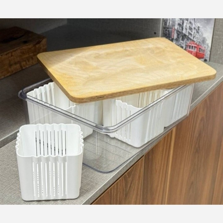 باکس (ارگانایزر) اکرولیک 6 خانه متحرک درب چوبی بزرگ مدل:new kanada011784