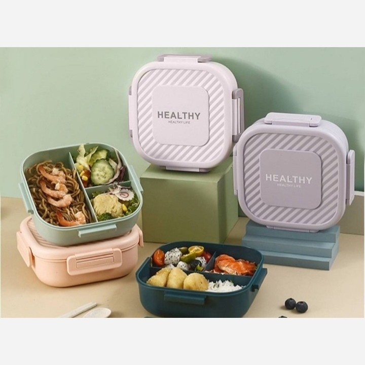 ظرف غذا (لانچ باکس) پلاستیکی مربع Health 20*20 سانت رنگی   مدل:new kanada011584