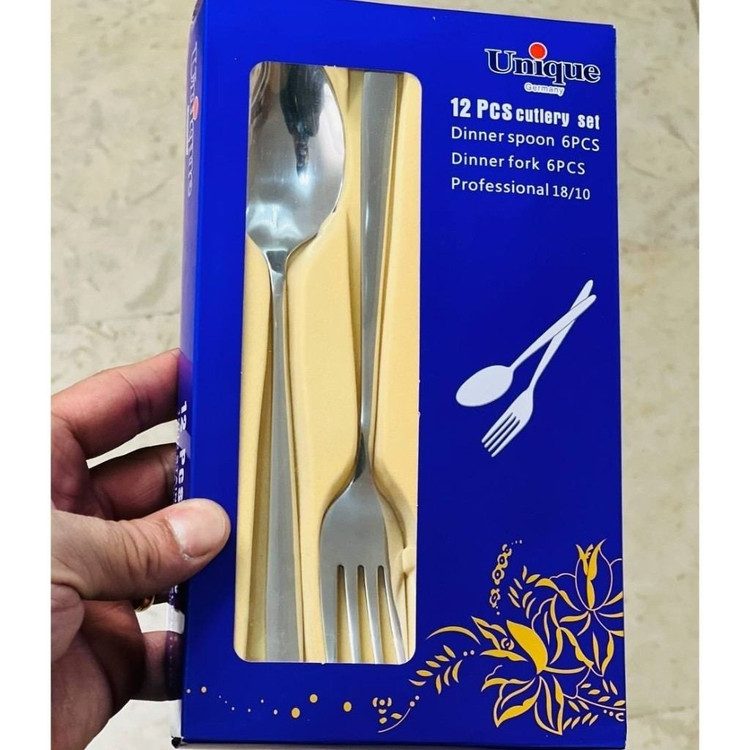 ست قاشق چنگال (سرویس) استیل یونیک 12 پارچه طرح دار مدل:new kanada0115367