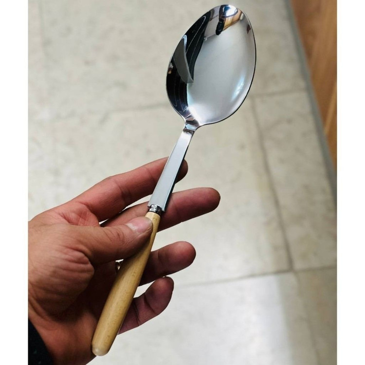قاشق مرغ (کفگیر) استیل با دسته چوبی بامبو L44 مدل:new kanada0115367