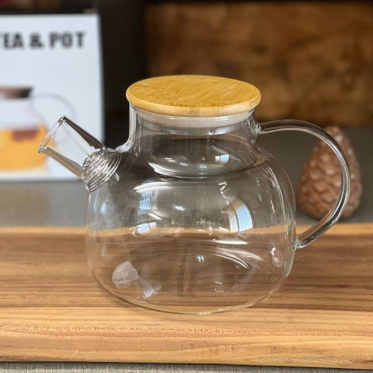 قوری (چای ساز) پیرکس 1 لیتری شعله مستقیم با درب بامبو مدل:new kanada0115367