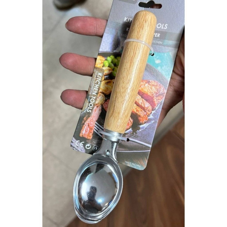 اسکوپ بستنی (قاشق بستنی) استیل دسته چوبی 22 سانت مدل:new kanada0115367