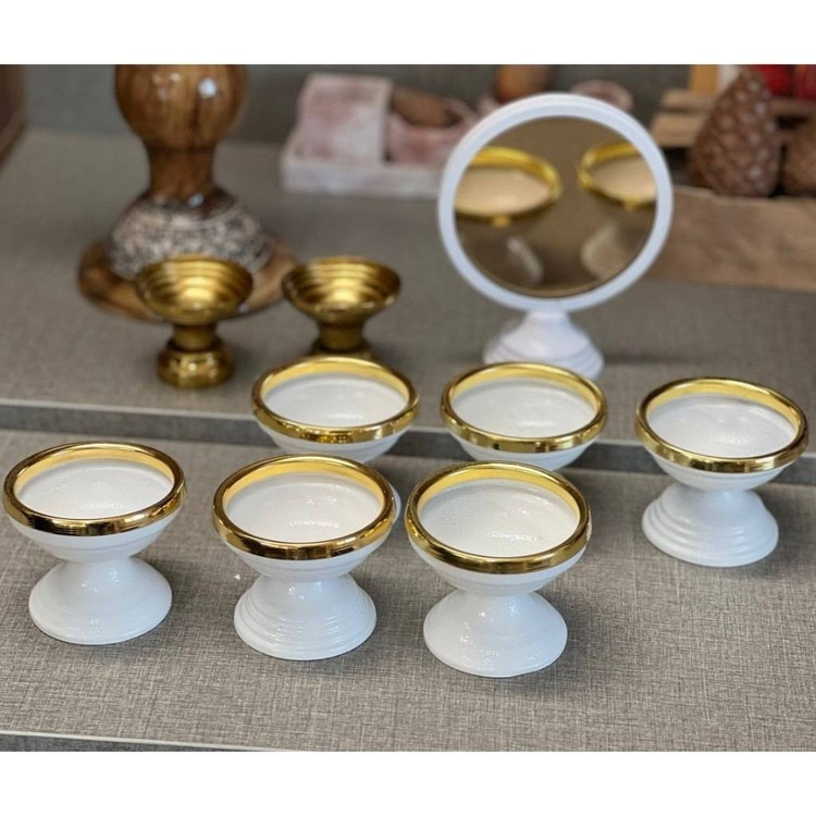 هفت سین فلزی (ست سفره) همراه آینه و جاشمعی رنگی مدل:new kanada0115367