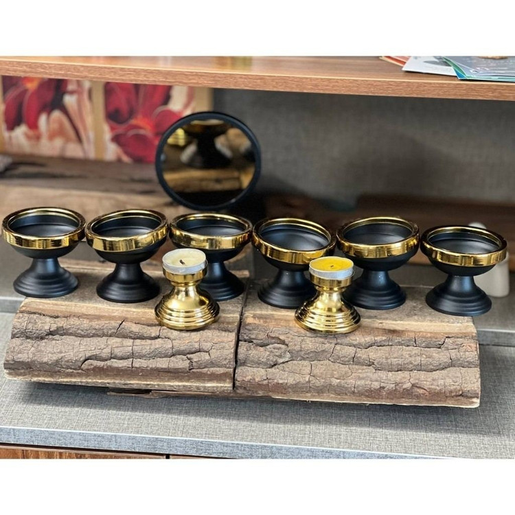 هفت سین فلزی (ست سفره) همراه آینه و جاشمعی رنگی مدل:new kanada0115367