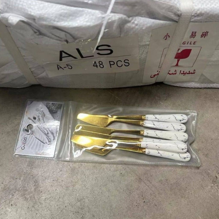 کارد صبحانه خوری 6 عددی (چاقو) طرح ماربل سرامیک استیل مدل:new kanada0115367
