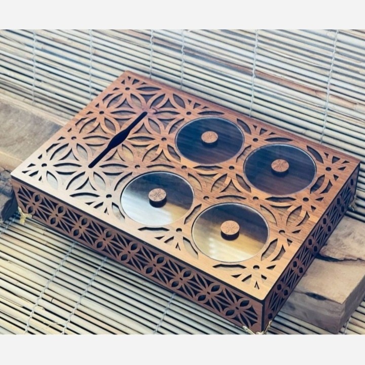 جا دستمال کاغذی (باکس پذیرایی) و اردوخوری چوبی سم سام    مدل:new kanada0115367