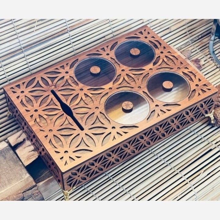جا دستمال کاغذی (باکس پذیرایی) و اردوخوری چوبی سم سام مدل:new kanada0115367
