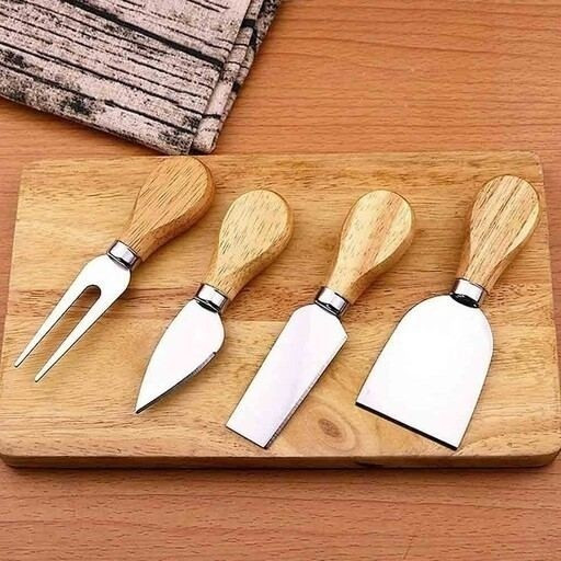 ست کارد چنگال 4 عددی صبحانه خوری دسته بامبو استیل مدل:new kanada0115358