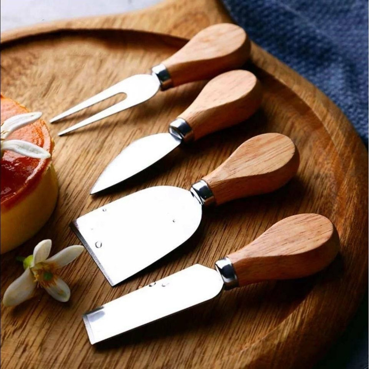 ست کارد چنگال 4 عددی صبحانه خوری دسته بامبو استیل مدل:new kanada0115358