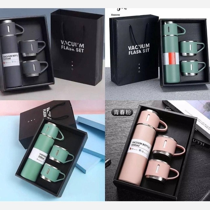 ست فلاسک ماگ (فنجان) 500 میل استیل دوجداره کادویی 3 تکه مدل:new kanada0115358