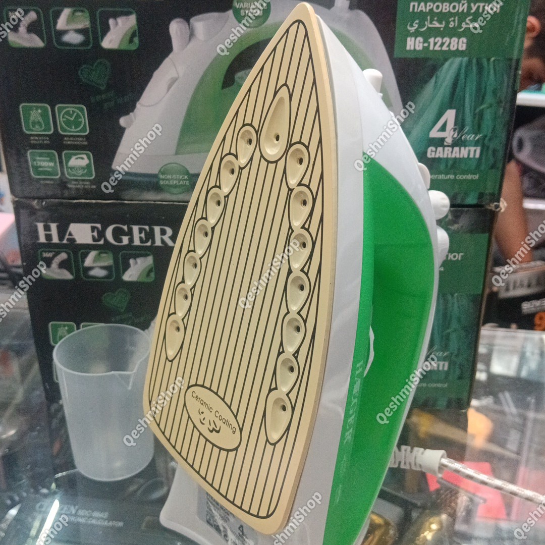 اتو دستی هیگر HAEGER مدل HG-1228 با توان 1200 وات و کفی با روکش سرامیکی ضدچسبندگی مدل:new kanada0115345