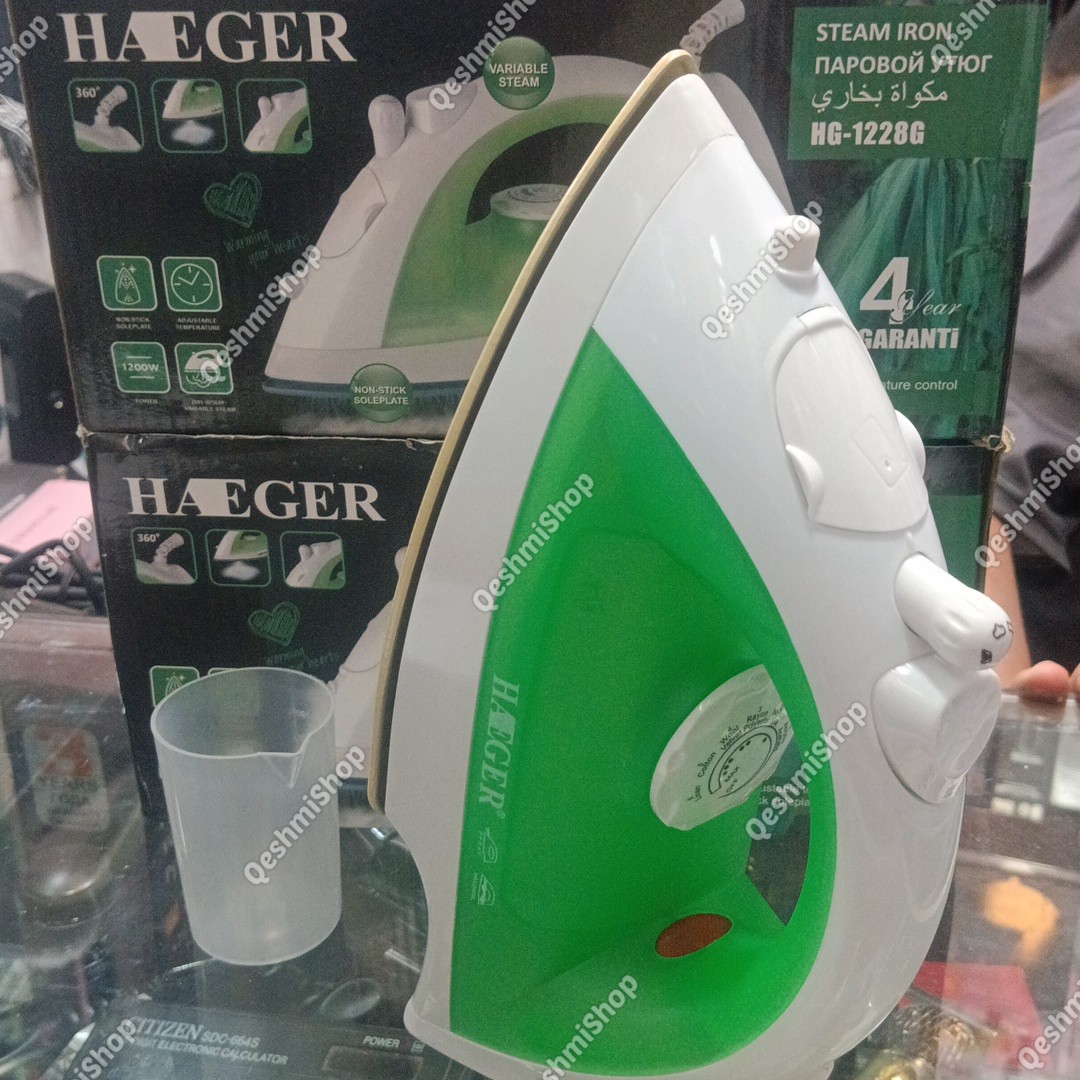 اتو دستی هیگر HAEGER مدل HG-1228 با توان 1200 وات و کفی با روکش سرامیکی ضدچسبندگی مدل:new kanada0115345