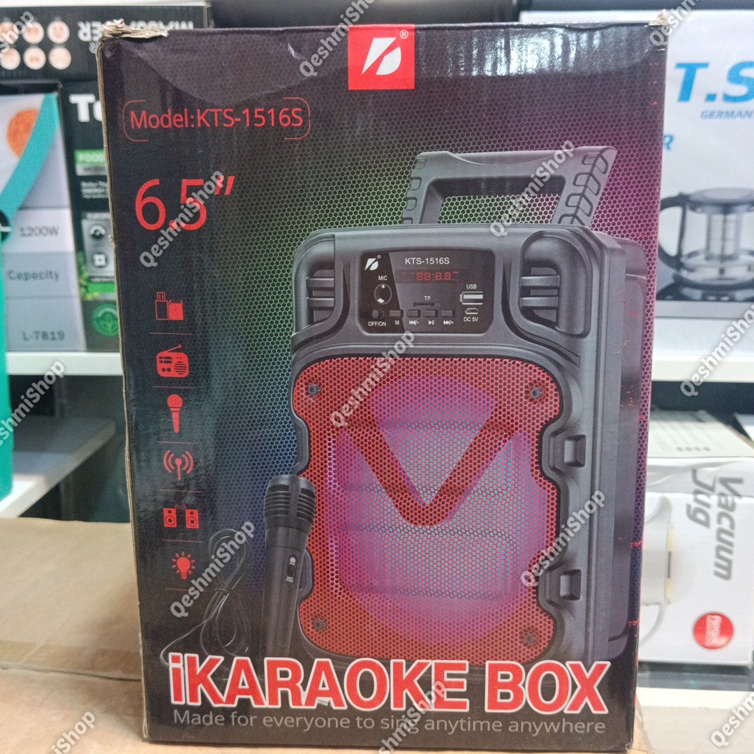 اسپیکر شارژی بلوتوثی کارائوکه مدل KTS-1516S به همراه میکروفون اسپیکر قابل حمل 6.5 اینچ مدل:new kanada0115345