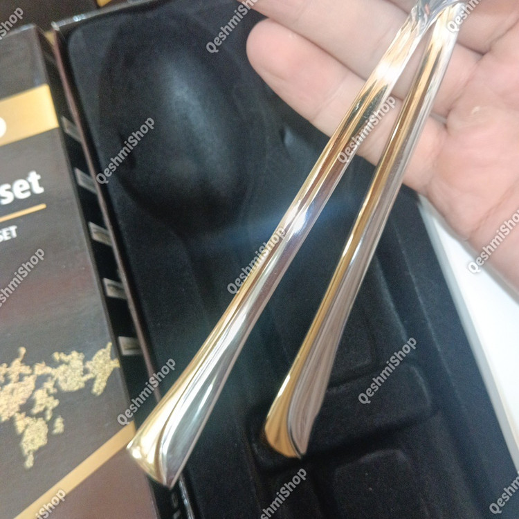 سرویس قاشق و چنگال 12 پارچه 6نفره استیل بونیتو Bonito طرح لوکس دو رنگ طلایی و نقره ای مدل:new kanada0115345