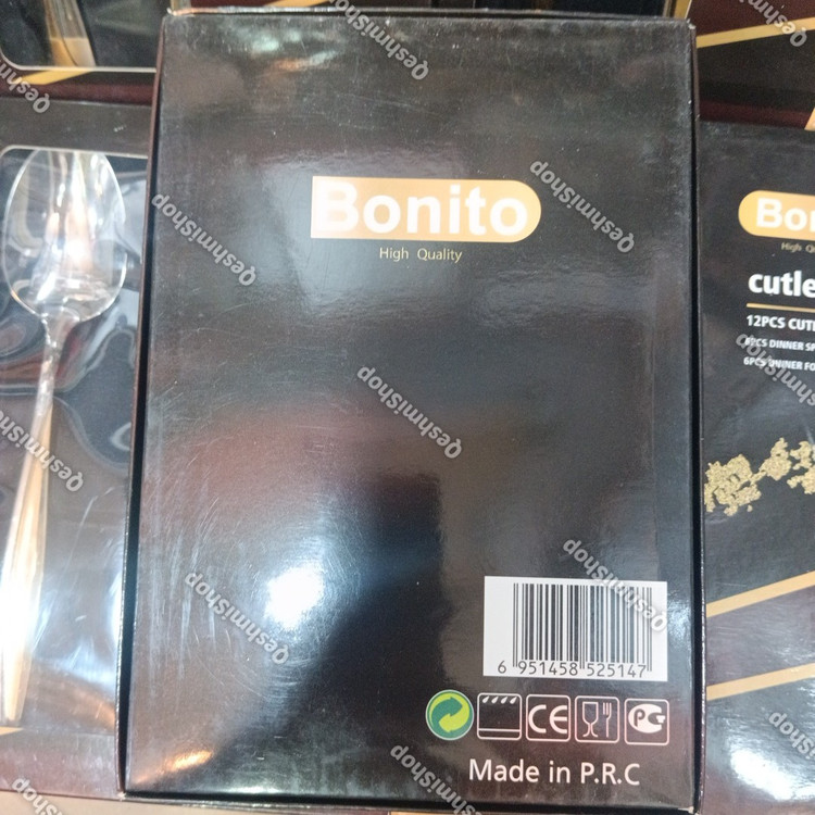 سرویس قاشق و چنگال 12 پارچه 6نفره استیل بونیتو Bonito طرح لوکس دو رنگ طلایی و نقره ای مدل:new kanada0115345