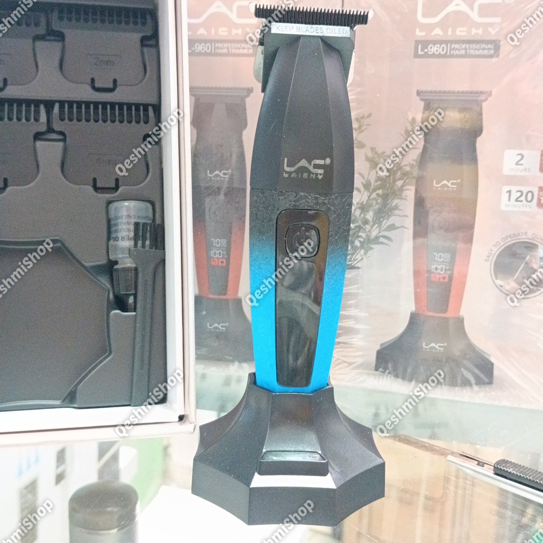 خط زن حرفه ای لایچی LAC LAICHY مدل L-960 تیغه تیتانیوم همراه استند شارژ و شارژ Type-C مدل:new kanada0115332