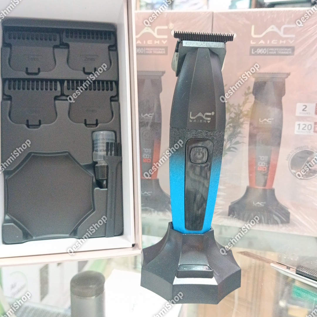 خط زن حرفه ای لایچی LAC LAICHY مدل L-960 تیغه تیتانیوم همراه استند شارژ و شارژ Type-C مدل:new kanada0115332